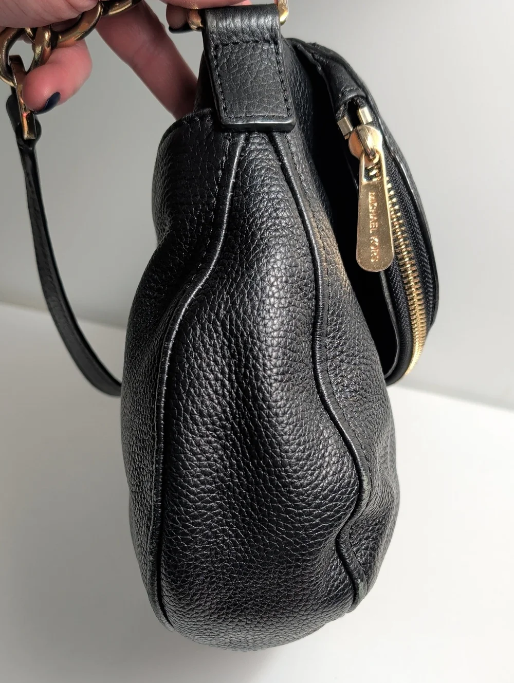 Michael Kors Black Pebbled Leather Bedford Tassel Shoulder Bag